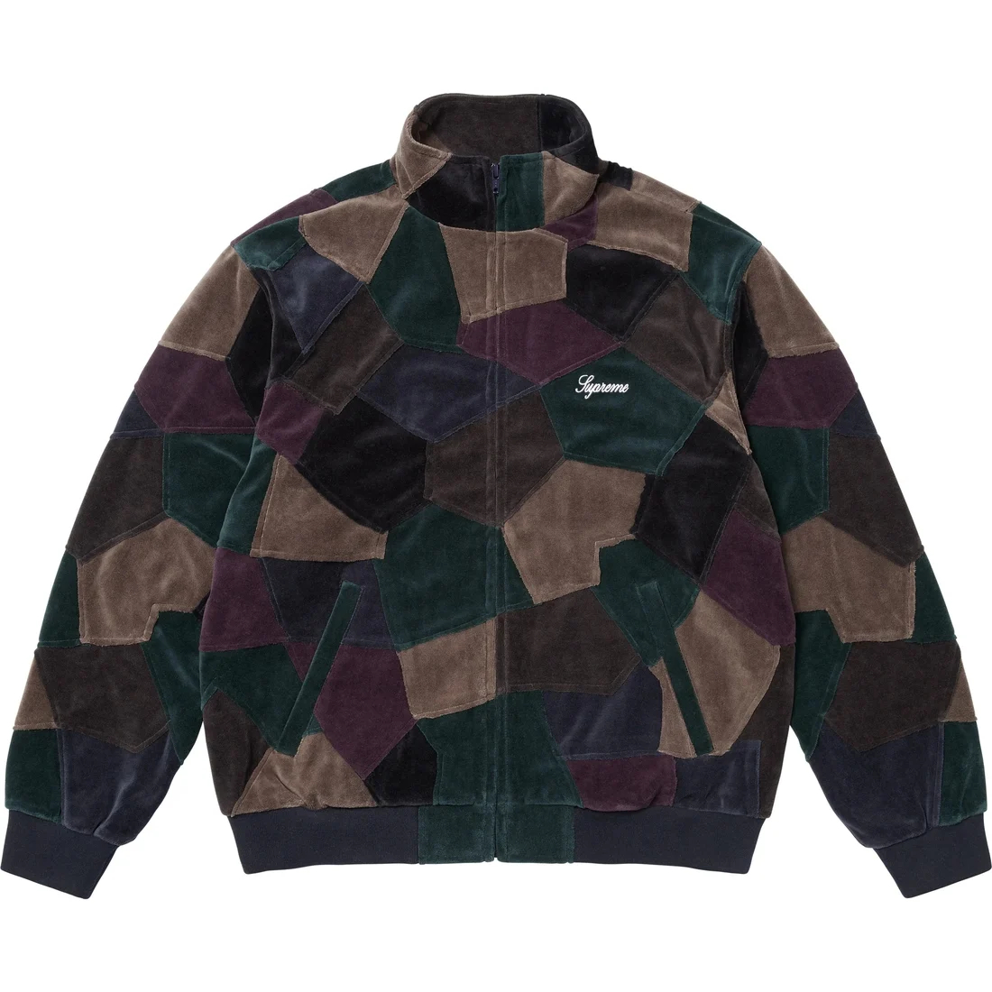 

Supreme Велюровая куртка в стиле пэчворк, Dark Marine Blue/Dark Navy