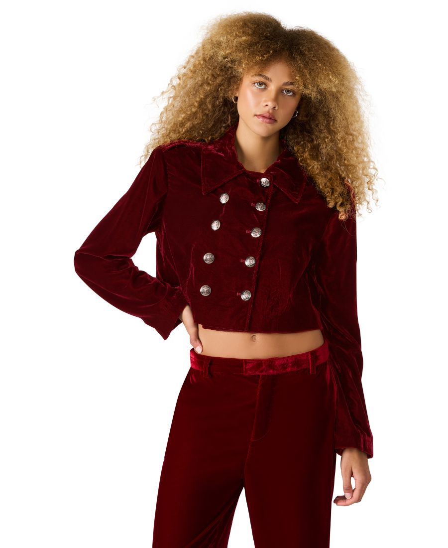 

Женский бархатный блейзер Tonia с длинными рукавами Steve Madden, Red Velvet