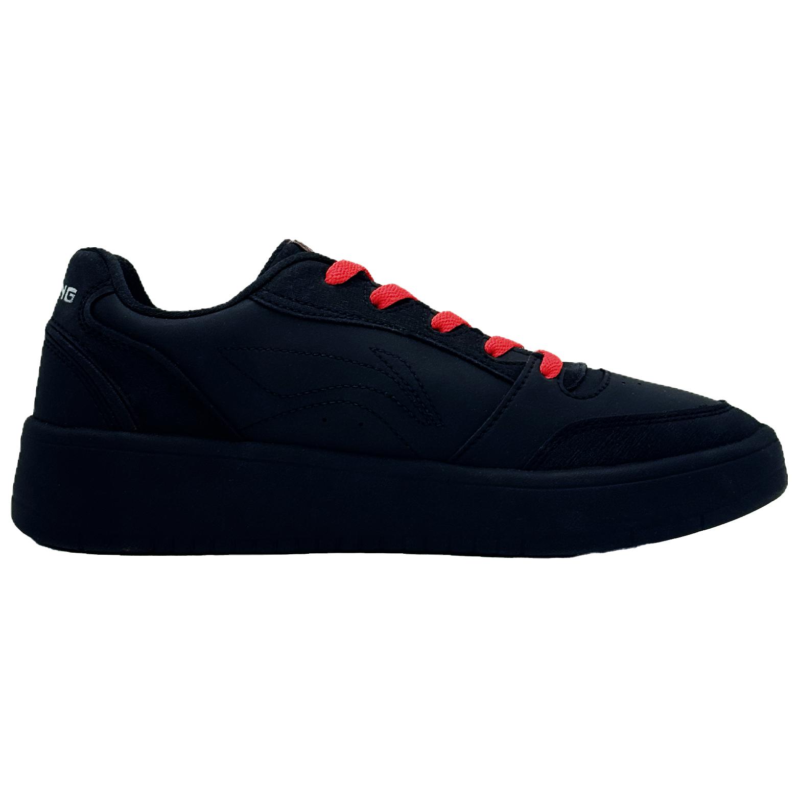 Мужские износостойкие дышащие низкие скейтбордные кроссовки Li Ning Sycee V3, черный красный — фото 3