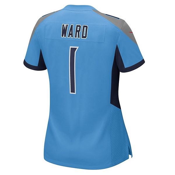 Женская игровая футболка Cameron Ward светло-голубого цвета Tennessee Titans 2025 NFL Draft First Round Pick Nike — фото 4