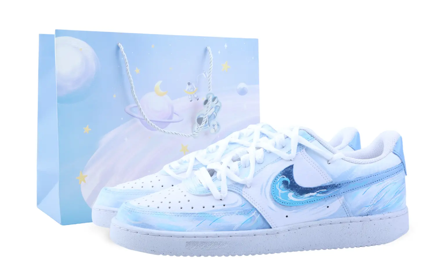 

Nike Кроссовки для скейтборда мужские Court Vision Drippy Twilight Tide Abrasion Resistant low top Blue White