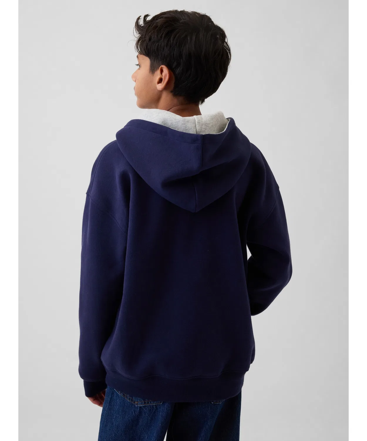 Детская парка-хенли с капюшоном Gap Relaxed Fit, серая — фото 4