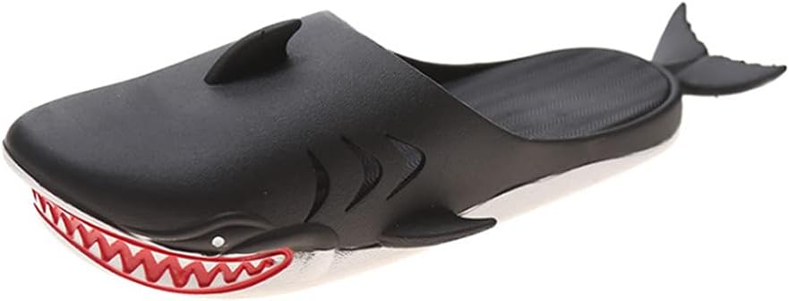 

Тапочки с акулами для пляжной вечеринки, забавные тапочки с акулами, пляжная обувь с акулами для мужчин и женщин Hang Shang, черный