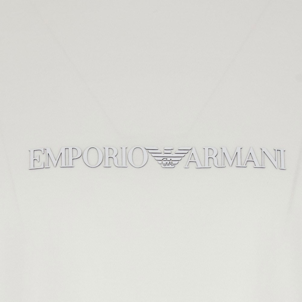 EMPORIO ARMANI Футболка мужская белая с круглым вырезом умеренно прямого кроя — фото 4