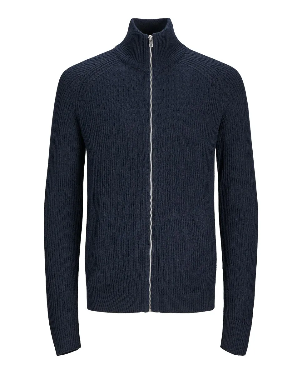 

Мужской кардиган с воротником-молнией и застежкой-молнией Jack & Jones, черный