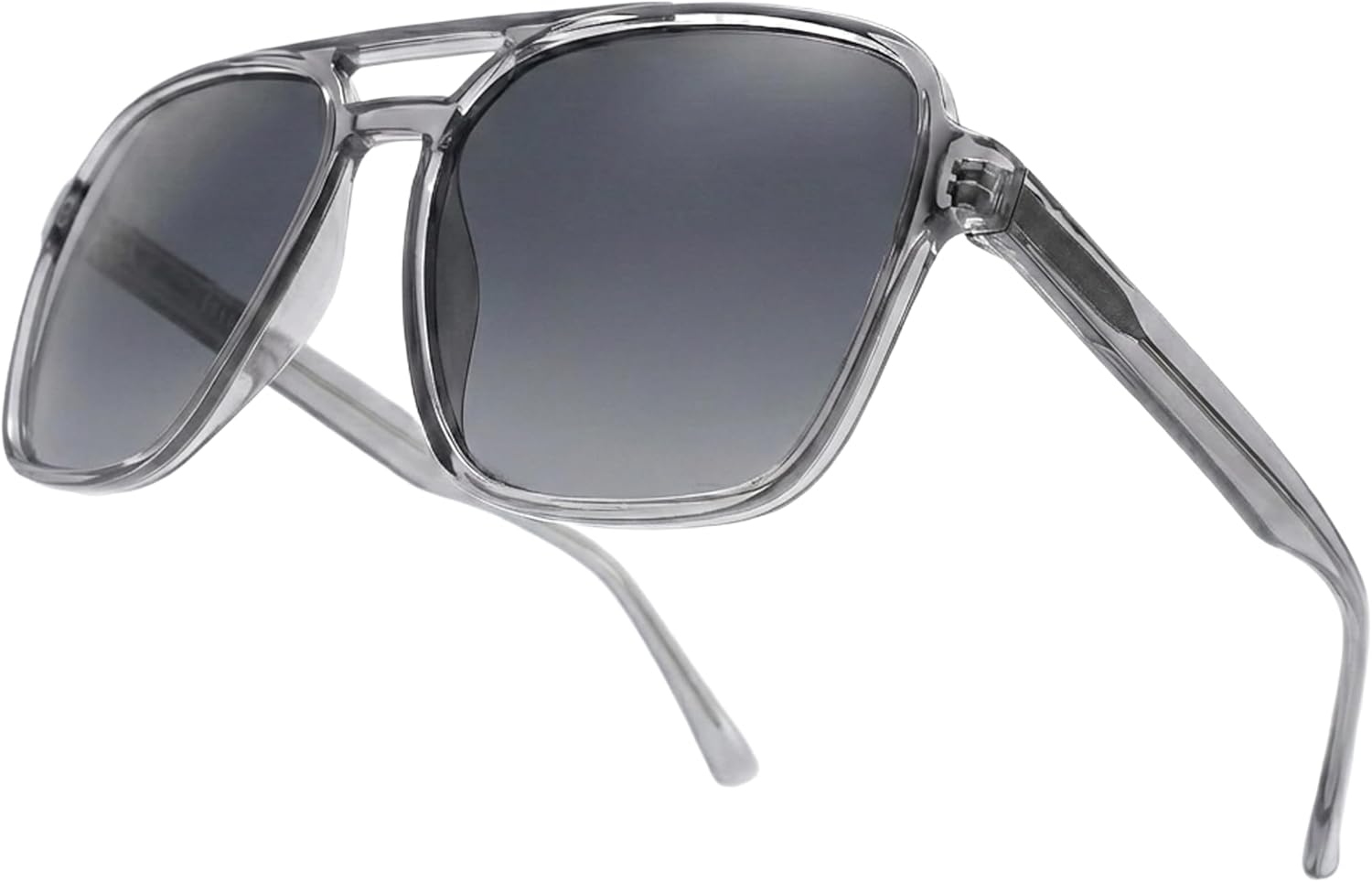 

Ретро-солнцезащитные очки-авиаторы квадратной формы в стиле 60-х для мужчин и женщин, ацетатная оправа, поляризованные, идеально подходят для любого типа лица и прослужат весь день Umbifa, Black Lenses+transparent Black Frame