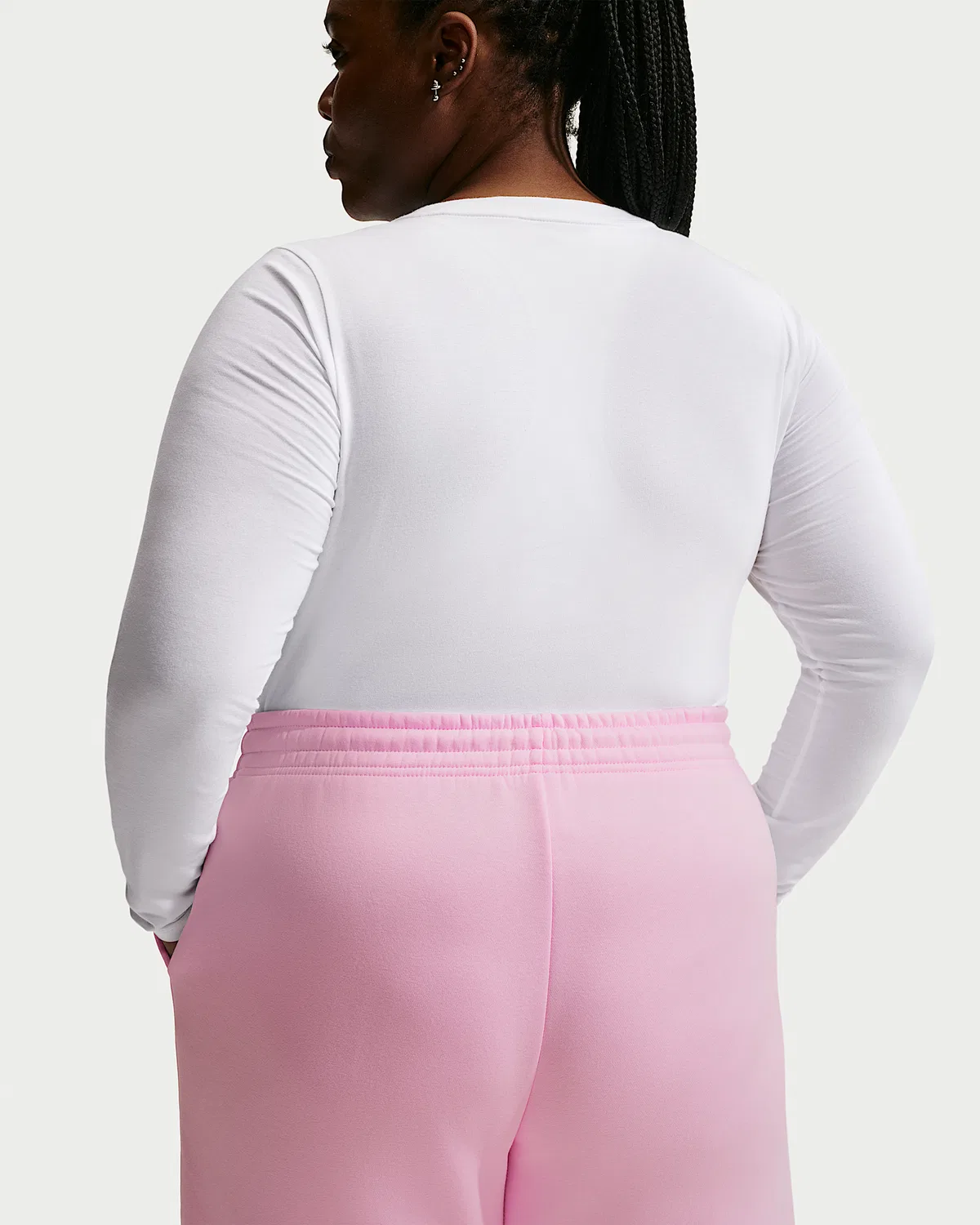 Женские свободные спортивные штаны на высокой талии (плюс сайз) Nike Sportswear Phoenix Fleece, Pink Foam/Sail — фото 3