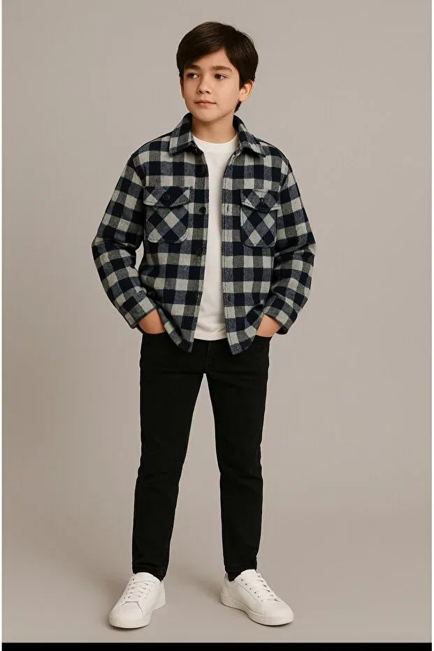 Детская рубашка для мальчиков с принтом Lumberjack Jack Lions, Navy Blue