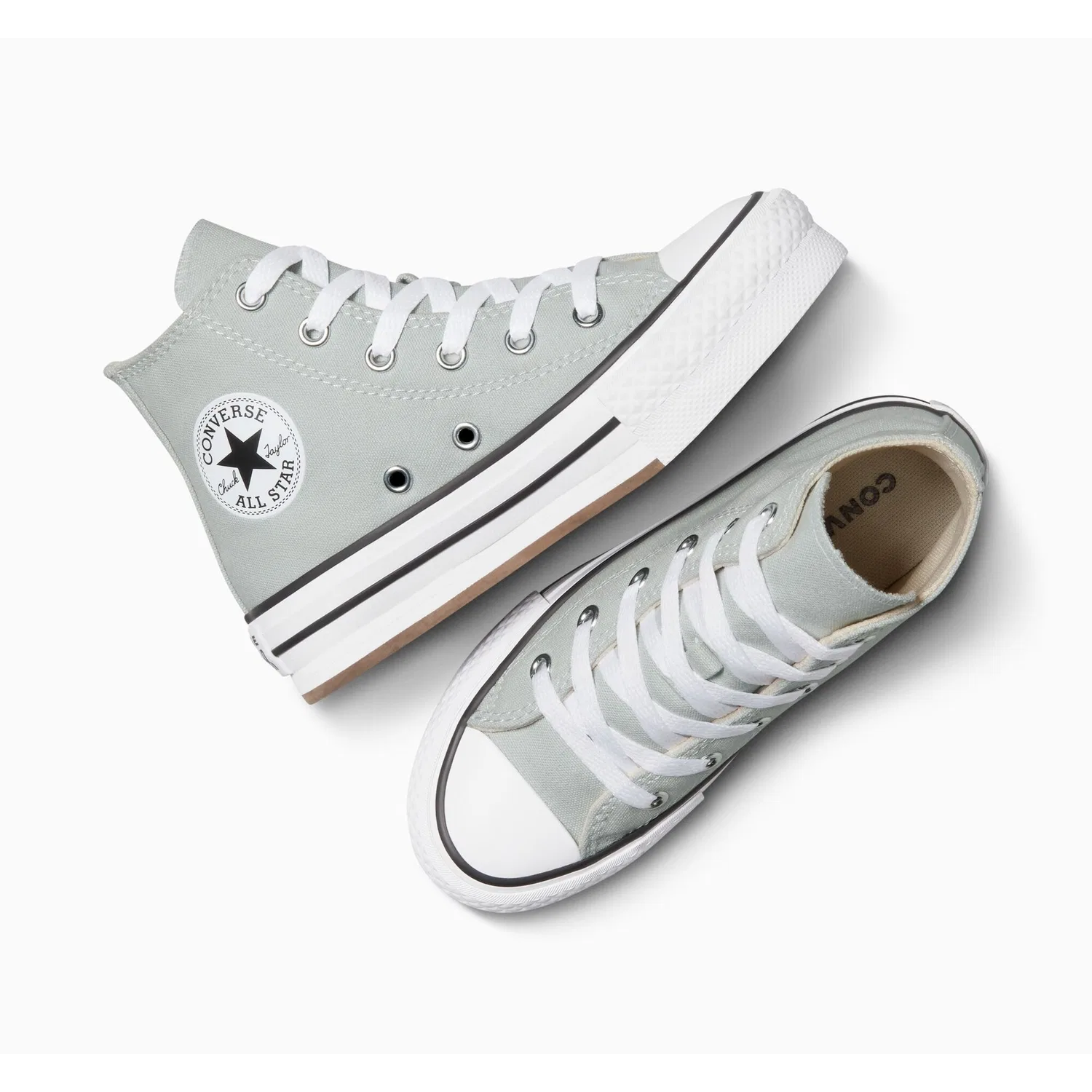Детские кроссовки на шнуровке Converse CHUCK TAYLOR ALL STAR EVA LIFT PLAT, Rainwashed Grey/White — фото 3