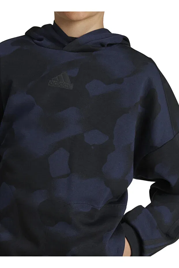 Детское худи для мальчиков с принтом Adidas, Black — фото 4