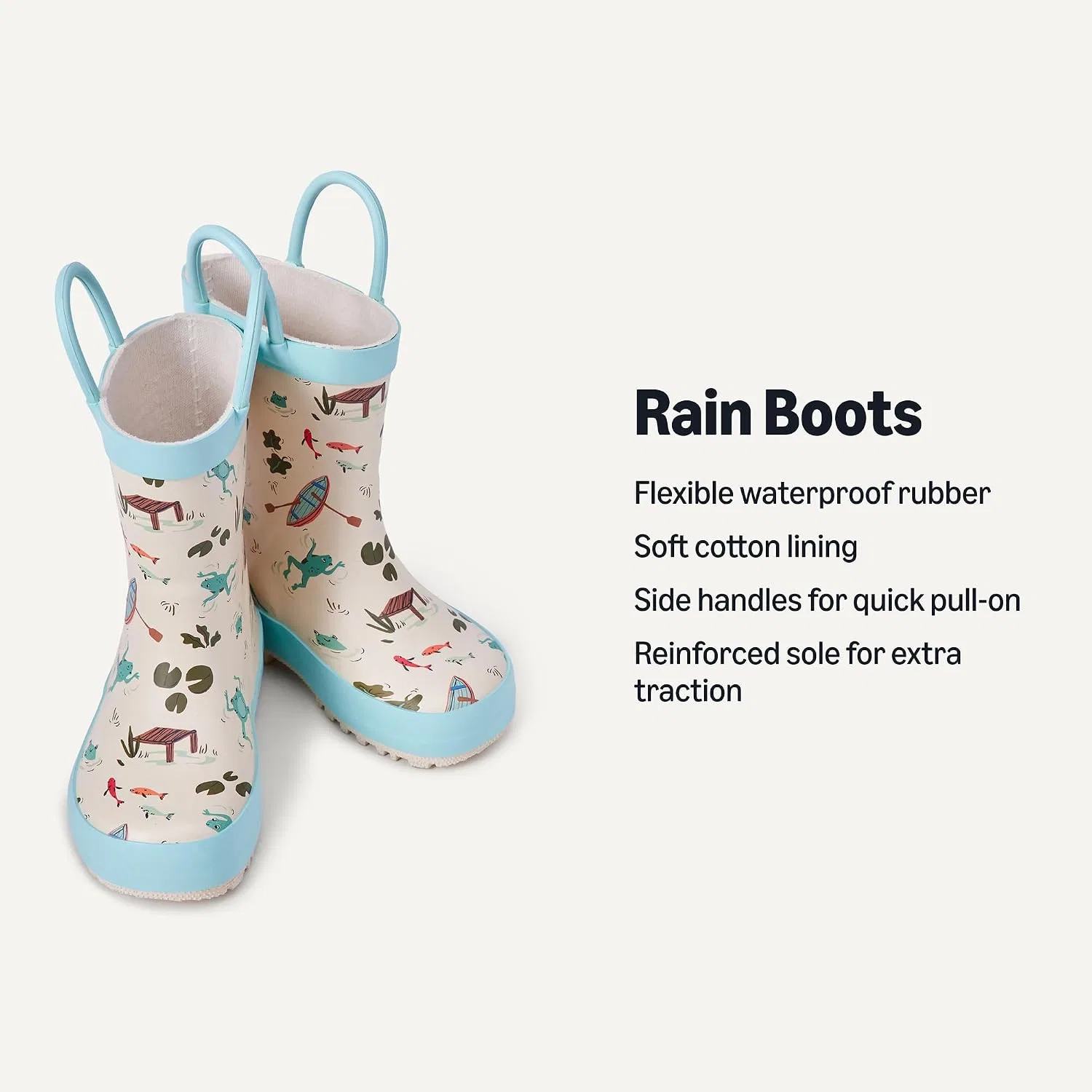 Детские резиновые сапоги для мальчиков и девочек Amazon Essentials x Sofia Grainge, Light Tan Frogs — фото 3