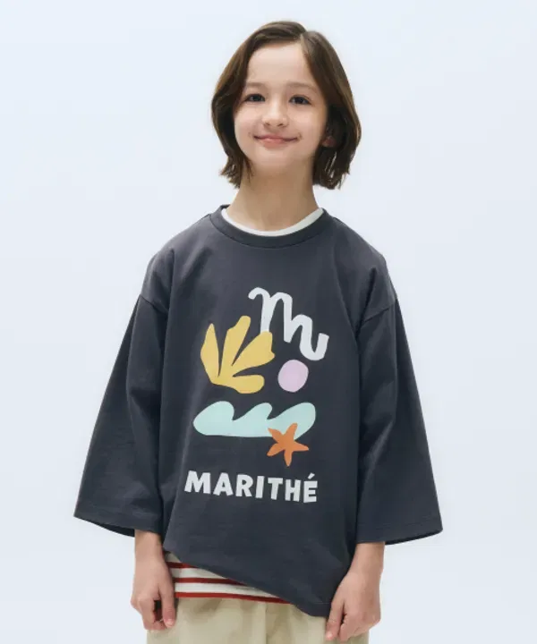 Футболка с длинным рукавом 3/4, оверсайз, Marithé Kids, charcoal