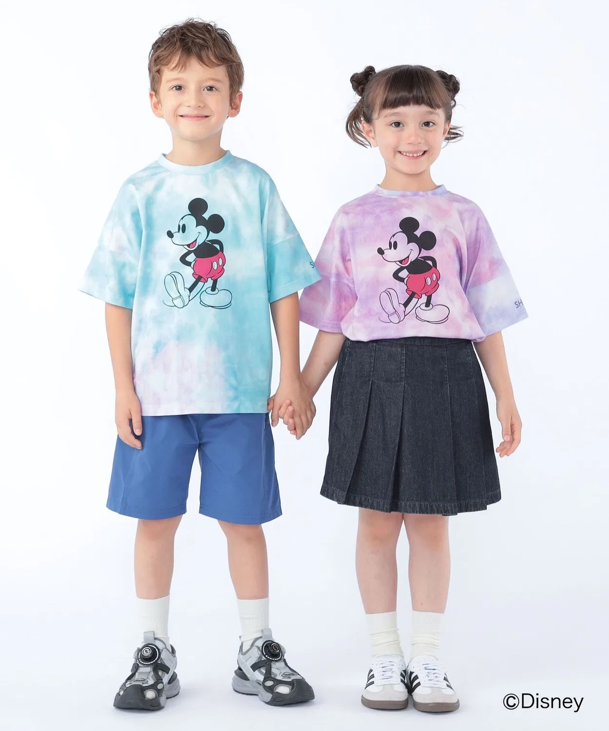 Детская футболка с принтом Микки Маус, ти-дай дизайн, модель Mickey Mouse Tie-Dye SHIPS, Light Blue