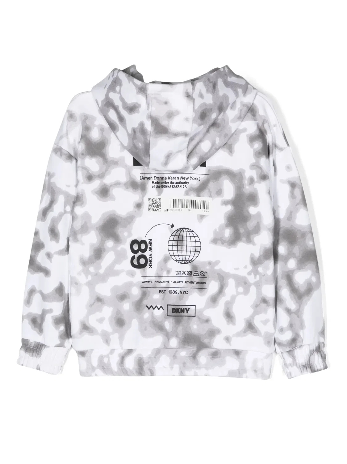 Худи на молнии с эффектом тай-дай DKNY, облачно-белый/серый — фото 2