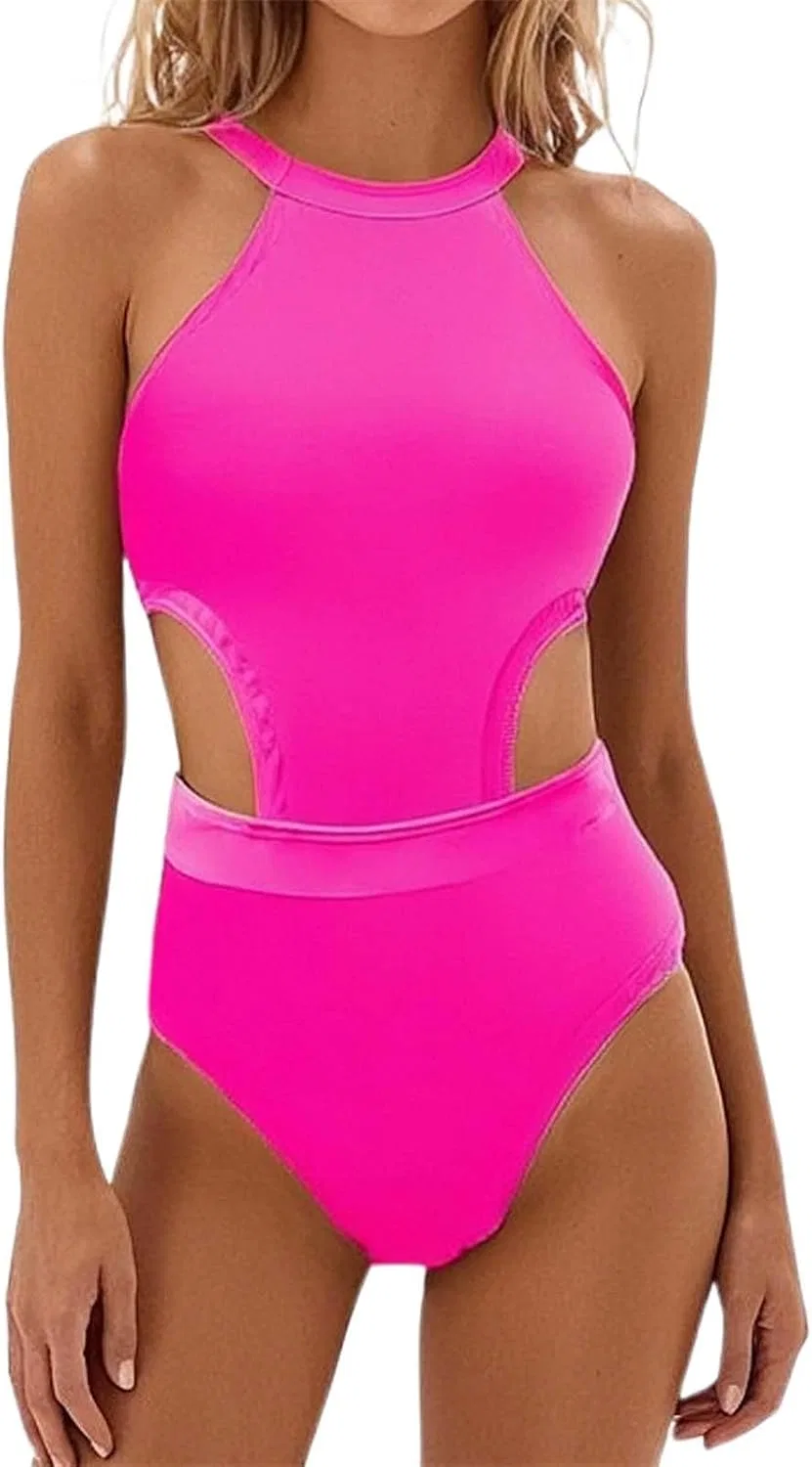 Женский слитный купальник с вырезами Tummy Control, Hot Pink