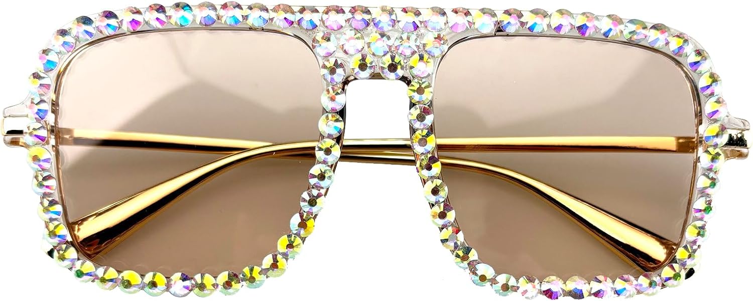 

Крупные квадратные солнцезащитные очки для женщин, солнцезащитные очки с бриллиантами, винтажные солнцезащитные очки со стразами, женские очки для вечеринок mincl, Champagne