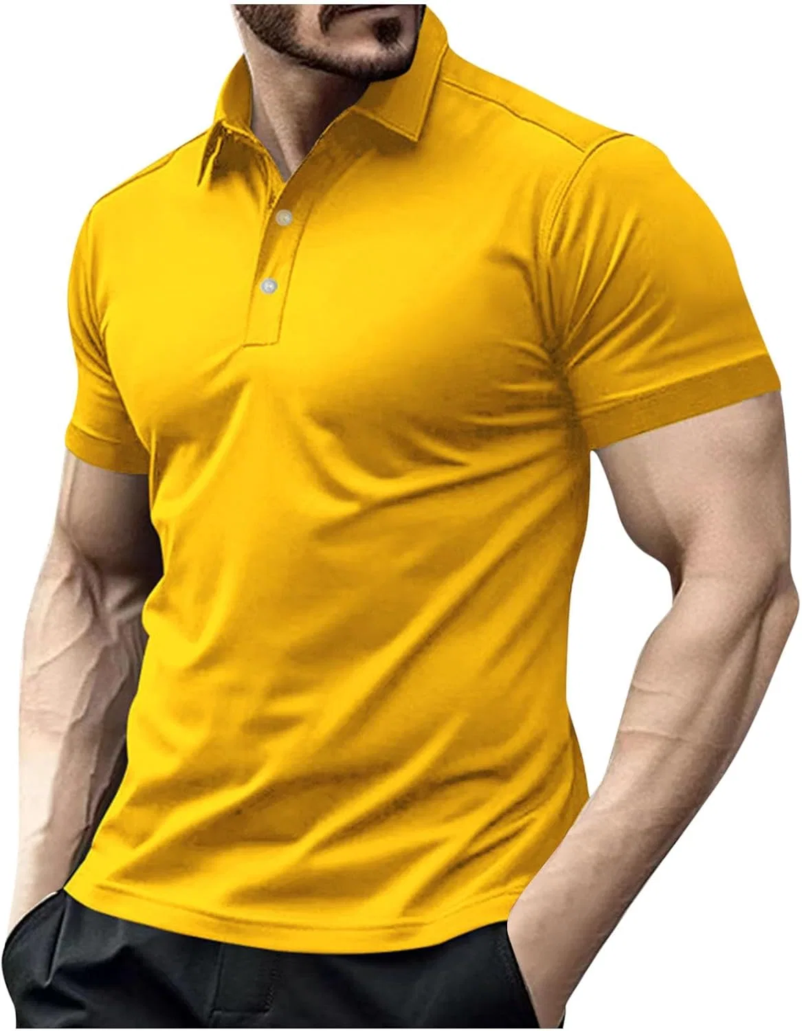 Мужское поло для гольфа с коротким рукавом, Yellow