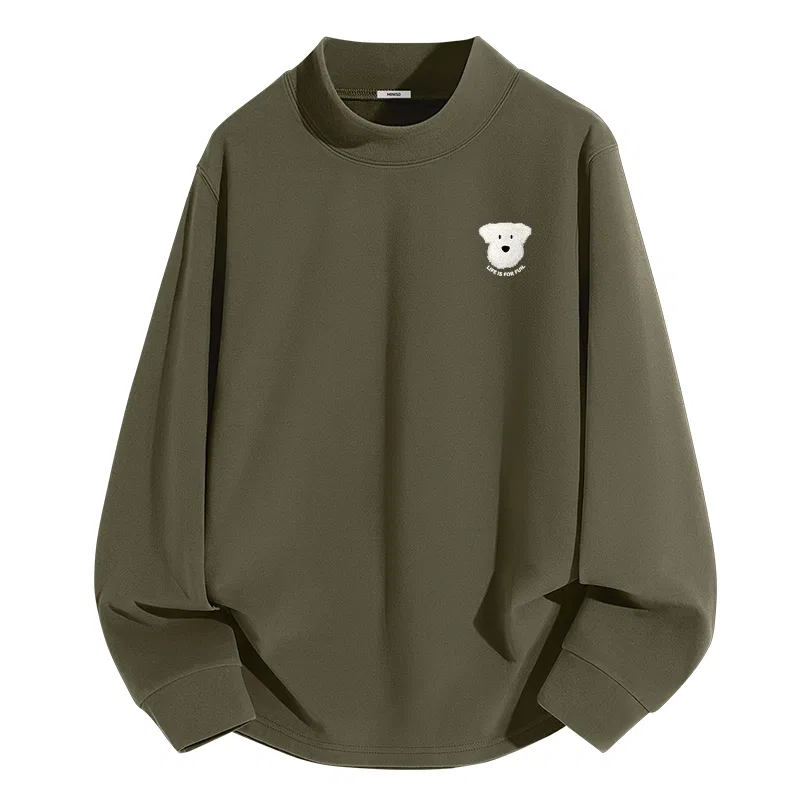Детская футболка с высоким воротом MINISO, Olive Green