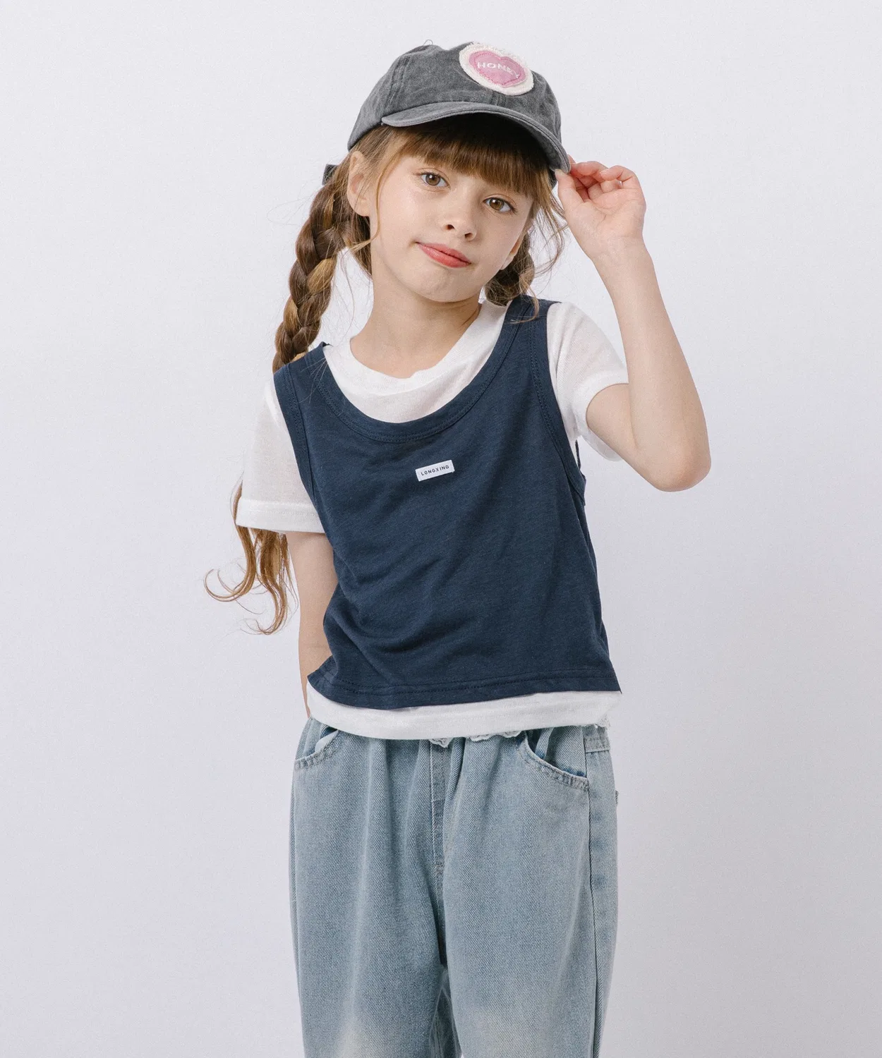 Детская футболка с имитацией многослойности URBAN CHERRY, Navy