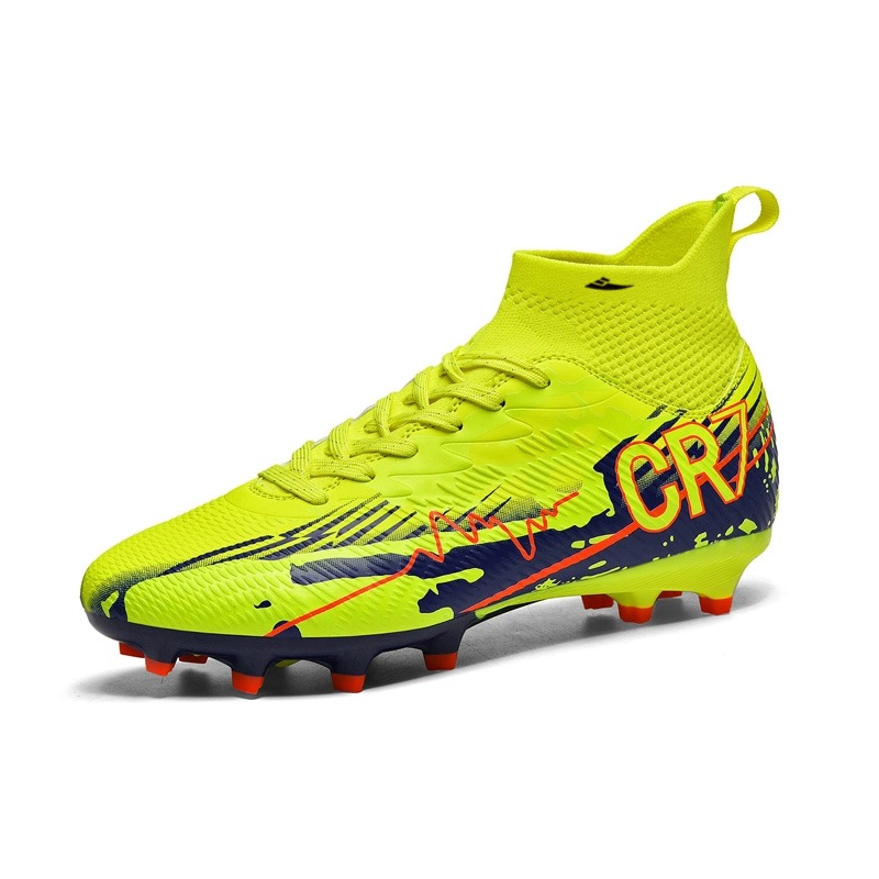 Футбольные бутсы AG с короткими резиновыми шипами FG с длинными резиновыми шипами, с естественным покрытием, унисекс Kuding, Green[Long Stud]