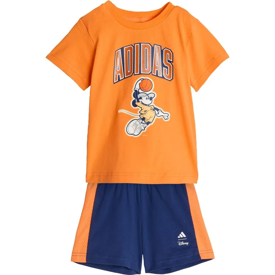 Комплект футболки и шорт с принтом Mickey Mouse Sportswear JZ3547 adidas, Оранжевый/Темно-синий