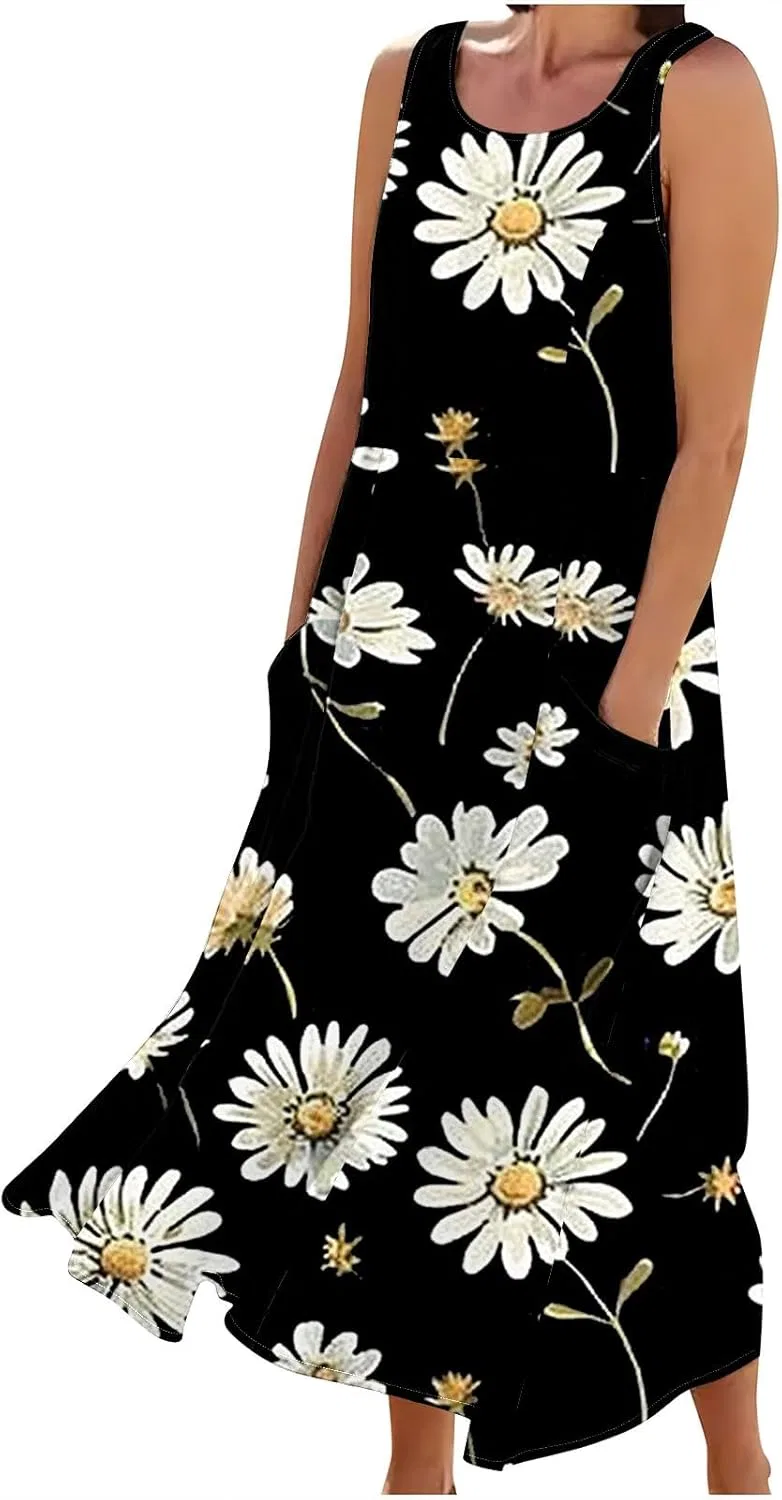 Женское летнее макси-платье с принтом Boho, Yellow