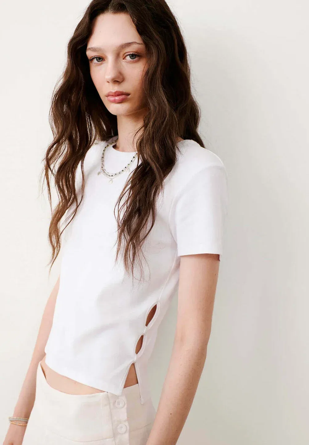 Подростковая - базовая футболка Mango Kids, Off-White