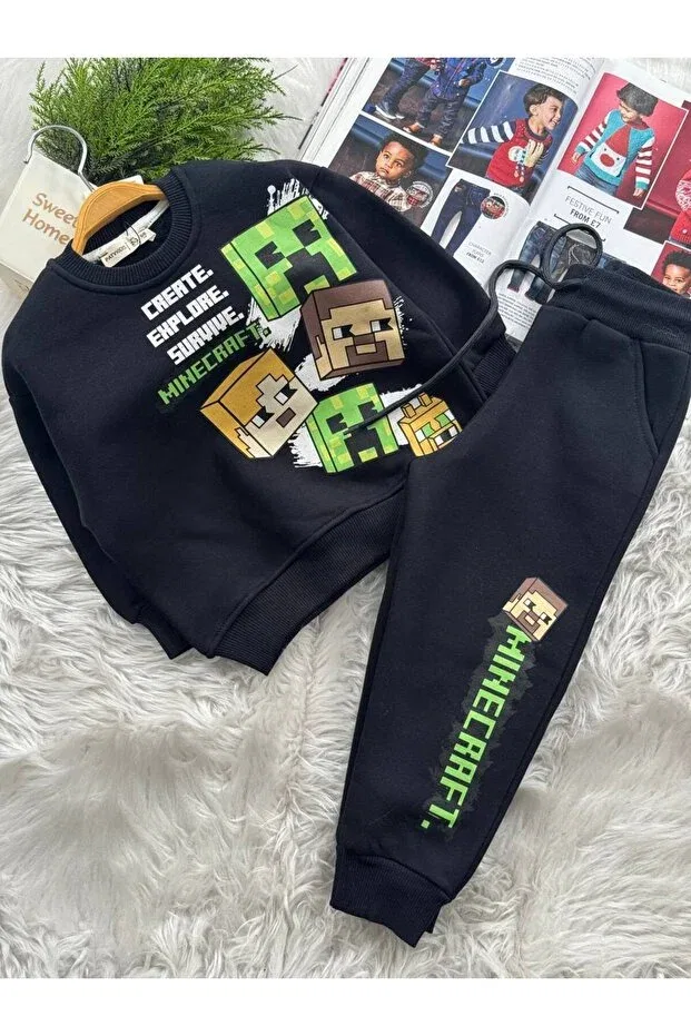 Детский спортивный костюм с принтом Minecraft Paty Kids, Black