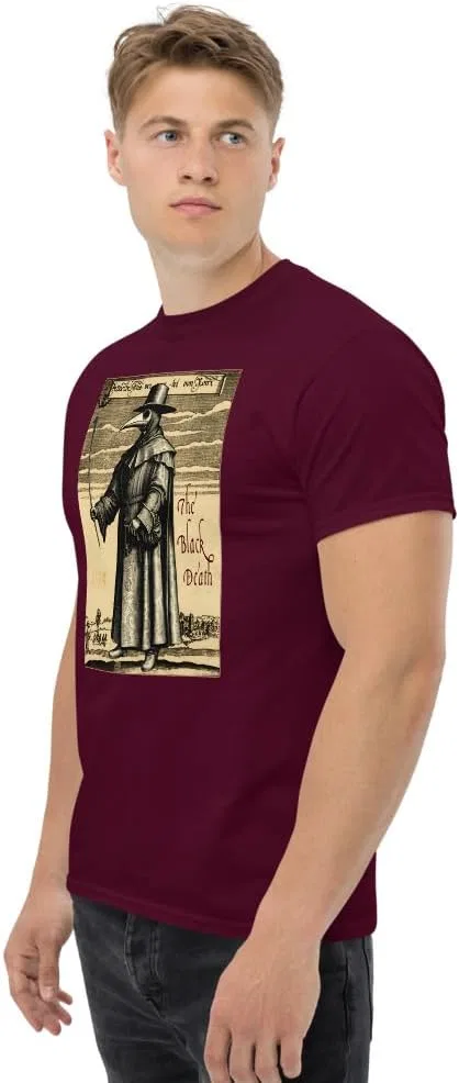 Мужская футболка с принтом Plague Doctor 1334 Generic, Maroon — фото 4
