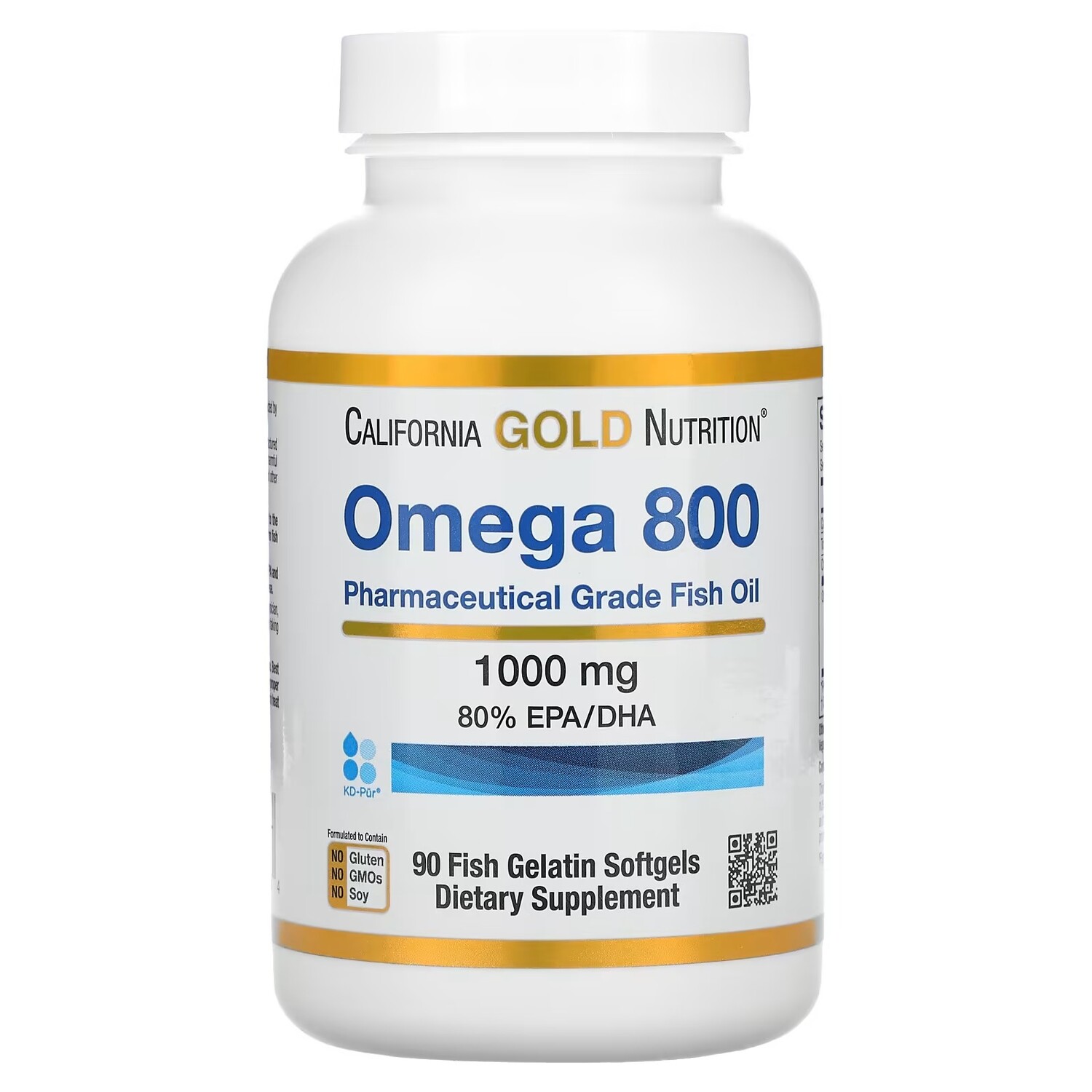 

Рыбий жир фармацевтического класса Omega 800 California Gold Nutrition 80% ЭПК/ДГК, 90 мягких капсул