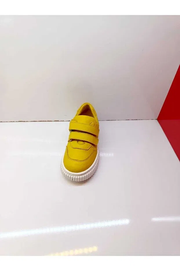 Детские туфли для девочек кожаные с ортопедической стелькой Happy Walk, Yellow — фото 3