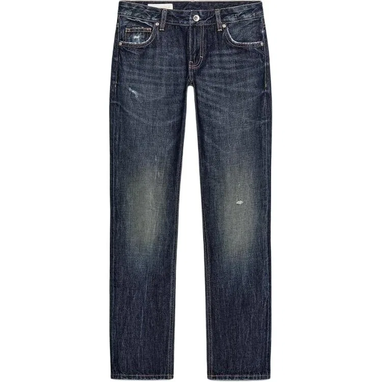 Женские джинсы прямого кроя Dark Marine Blue ZARA, Темно-синий