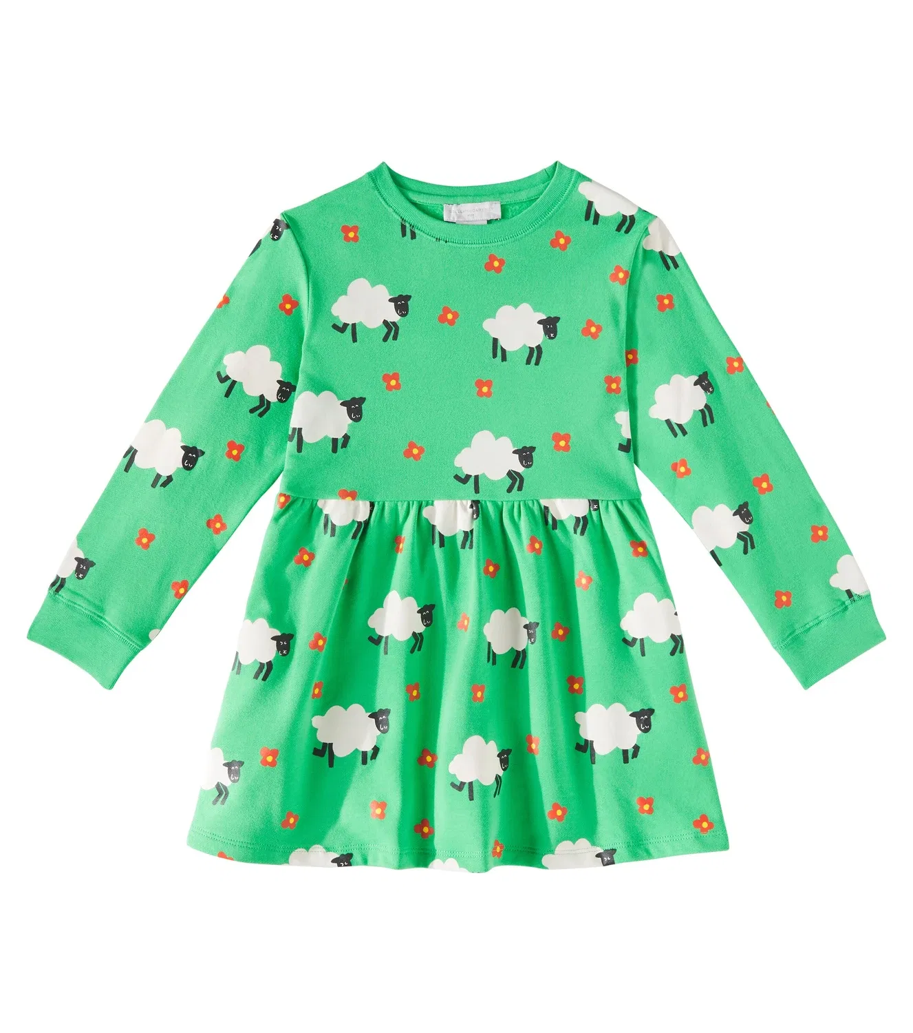 Платье из флиса с принтом и начесом Stella McCartney Kids, зеленый