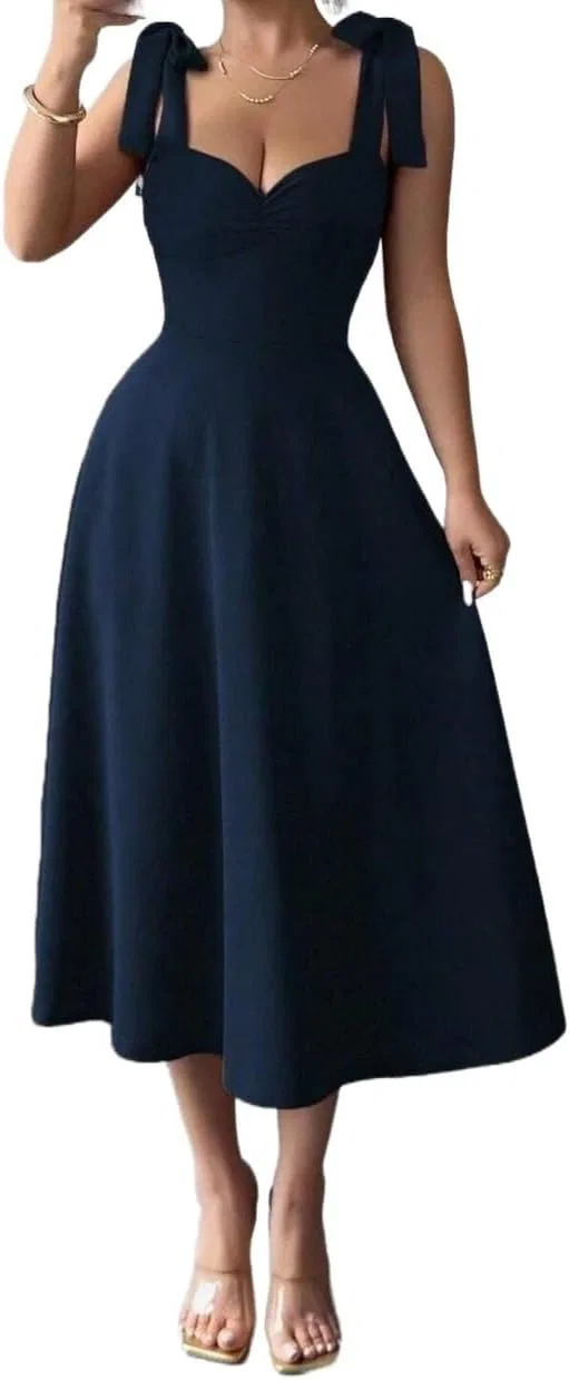 Женское элегантное платье-ками с завязкой на талии, Navy Blue