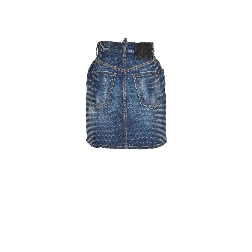 Женская джинсовая юбка с принтом Blue Denim Skirt Dsquared2, Blue — фото 2