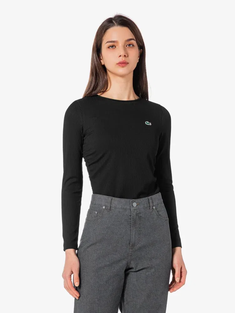 Футболка с длинным рукавом LACOSTE Black, Утепленная, Черная