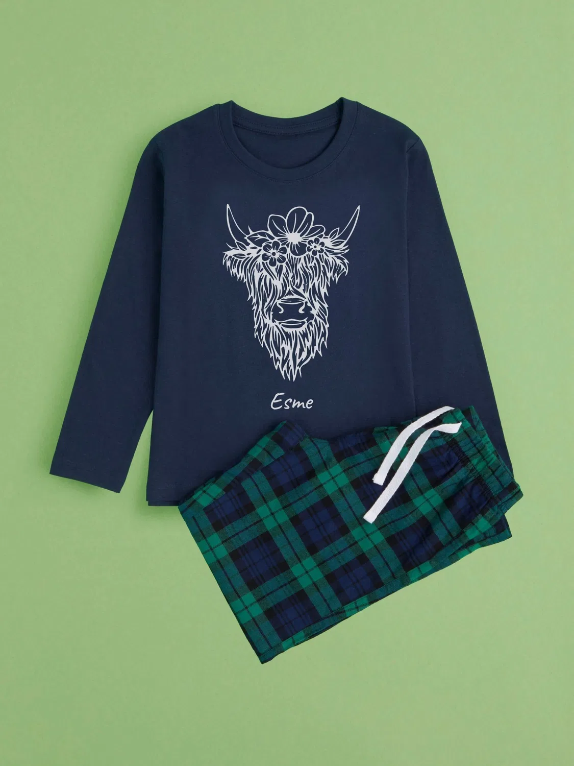 Пижама Highland Cow Stitch Style, голубой