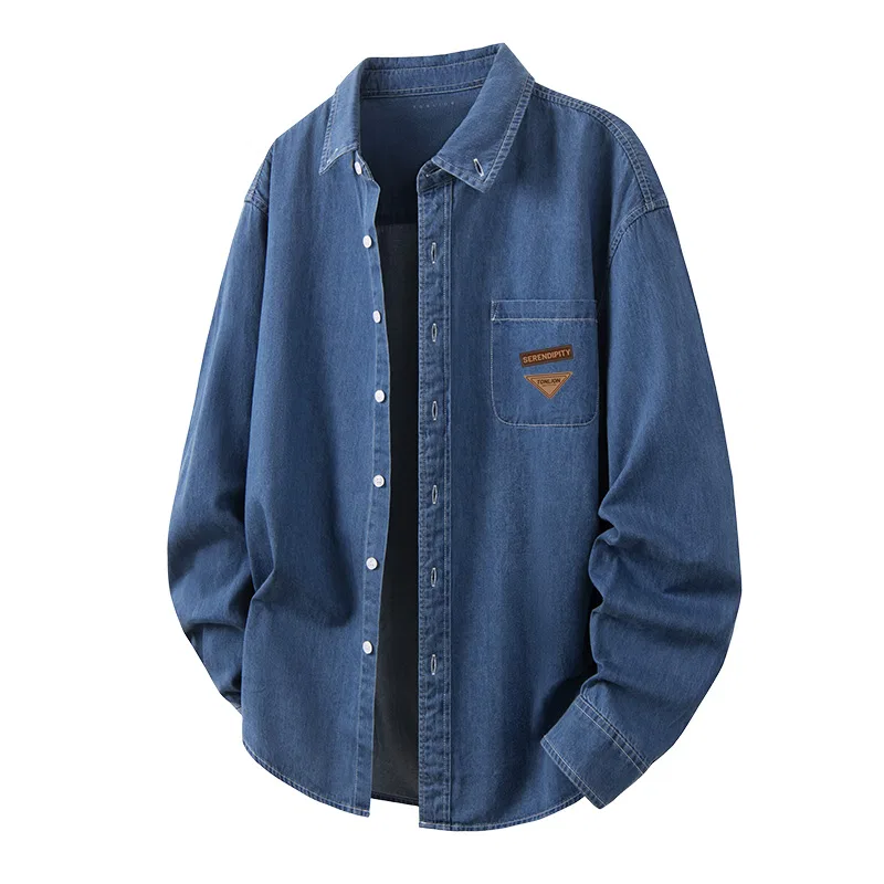 Детская рубашка из денима с воротником Tonlion, Light Blue — фото 3