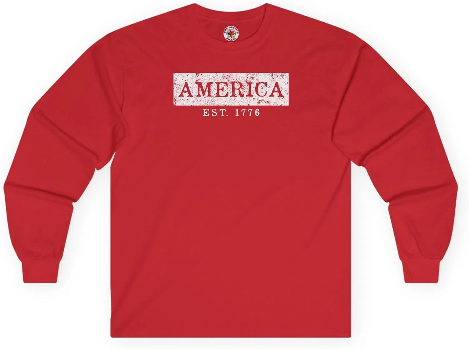 Мужская футболка с длинным рукавом с принтом America Est. 1776 Gildan 2400, Red
