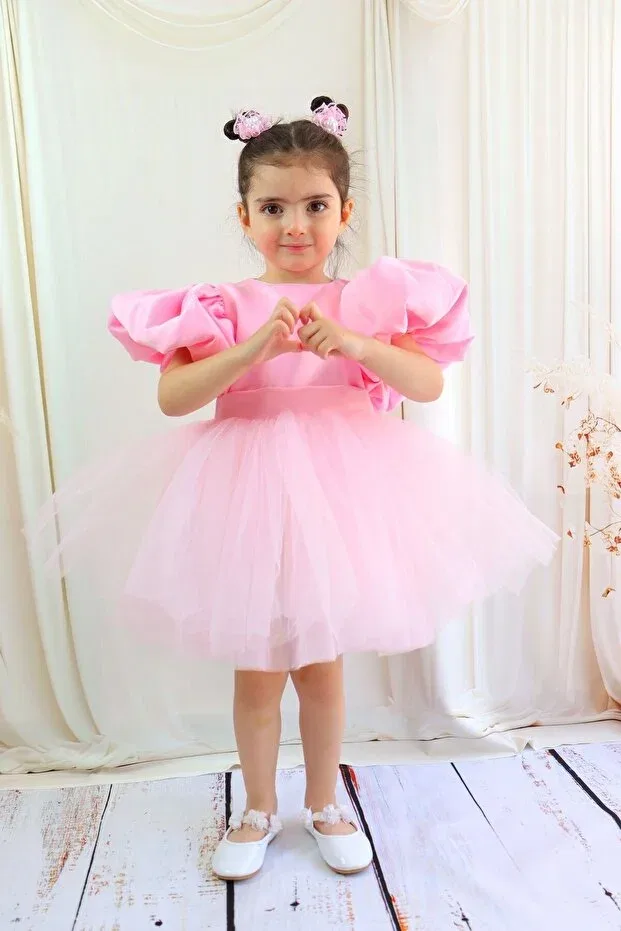 Детское платье для девочек с коротким рукавом Gül Baby, Pink — фото 4