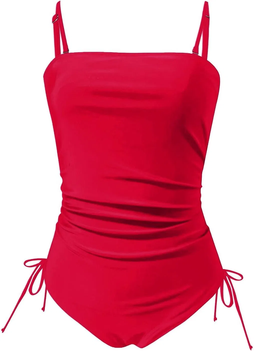 Женский слитный купальник с утяжкой живота с вырезами Adjustable, Red — фото 3