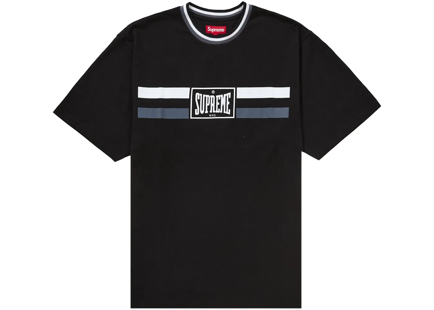 Мужская футболка с принтом Supreme Warm Up Stripe S/S Top, Black
