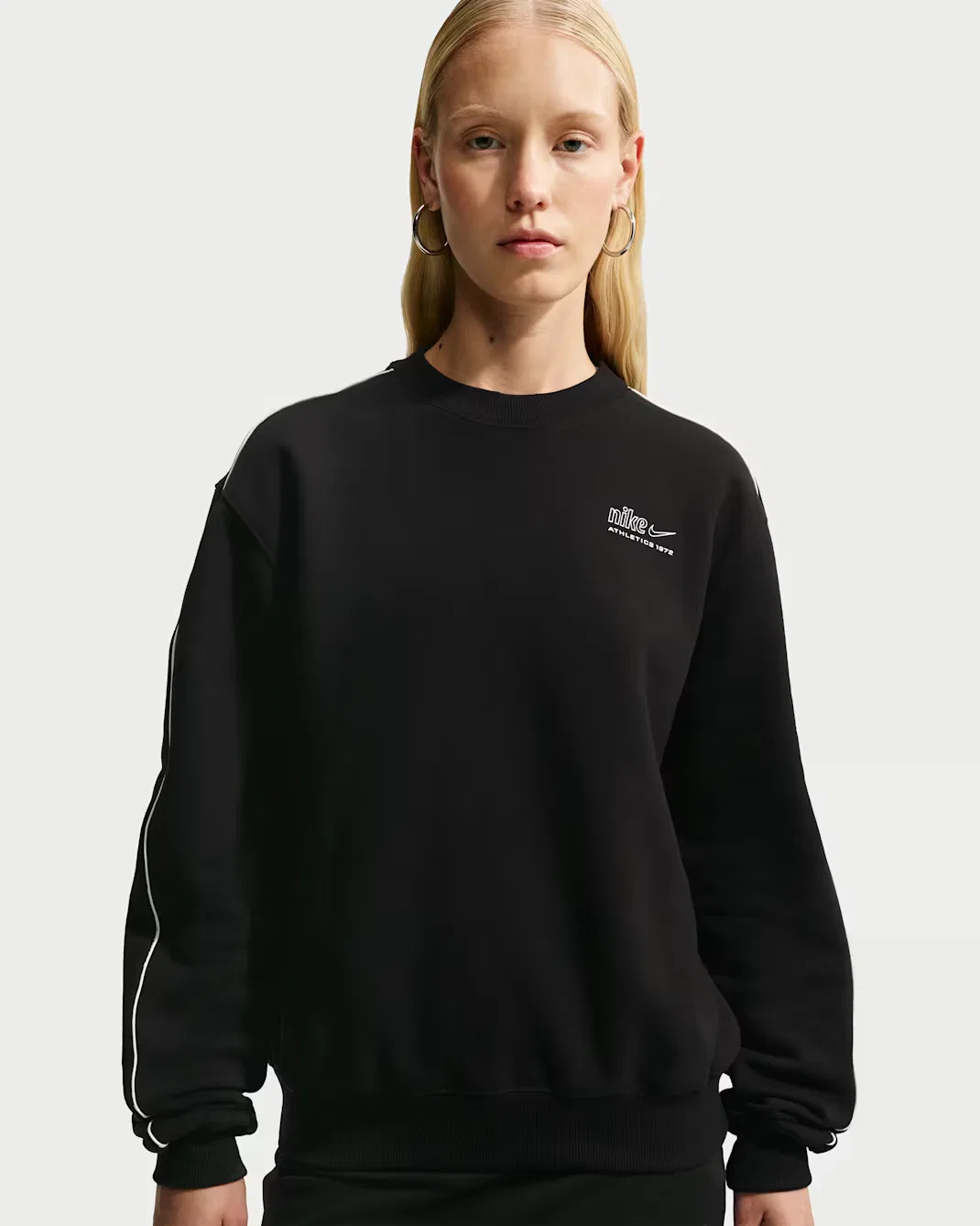 Women's "Nike Athletic Department" Crew Nike Studio Fleece Medium Weight "Graphic Pack", Total Black/Sail — фото 3