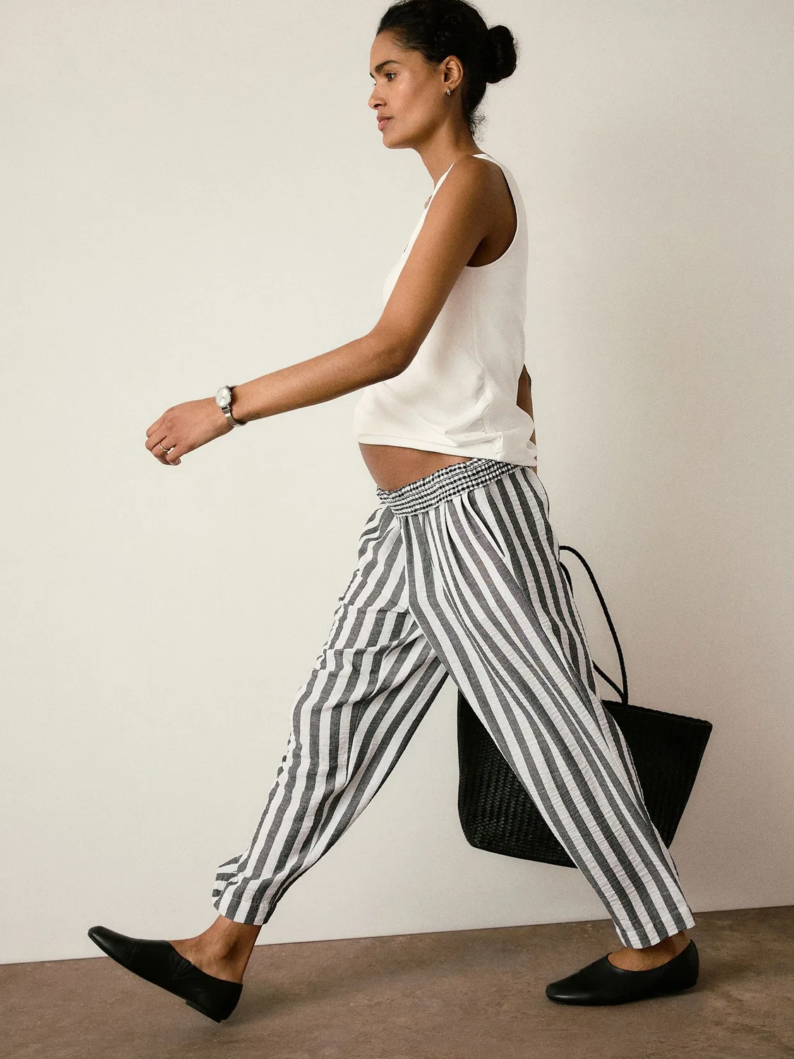 Брюки для беременных barrel leg, Grey Stripe Next, серый