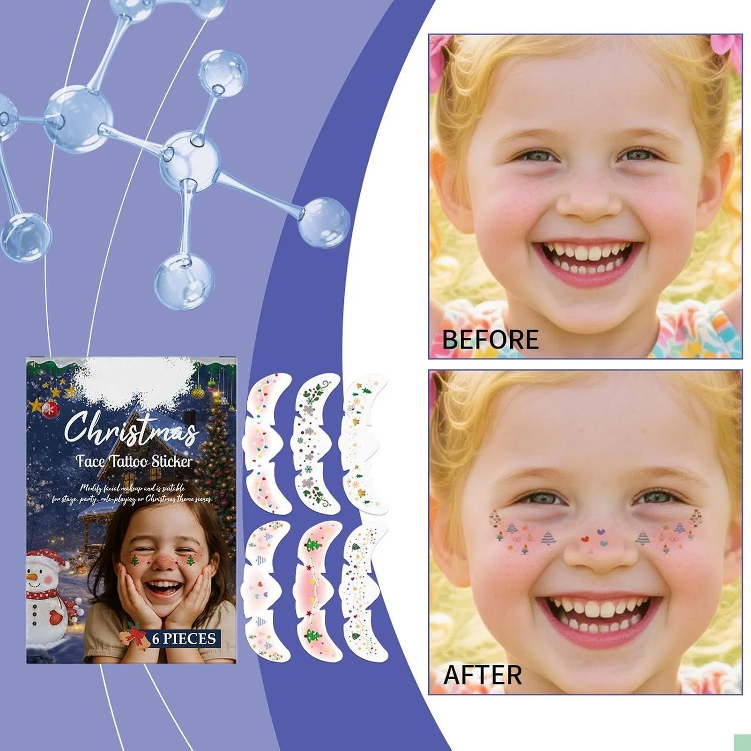 Наклейки для веснушек Kosmetik-Dekorations-Aufnäher, 6 шт, 6 x 15.5 см Generisch — фото 2
