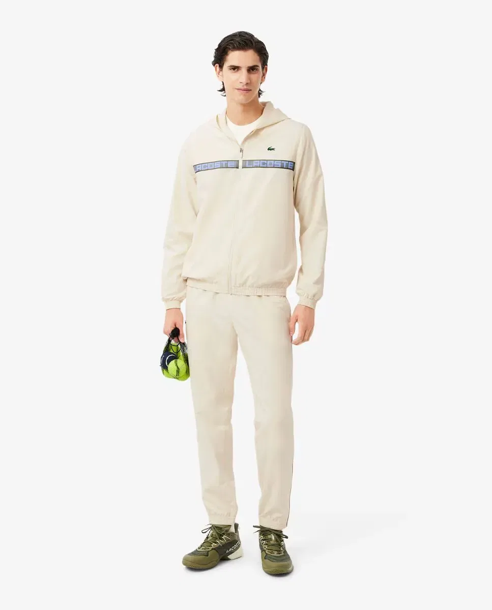 Мужской спортивный костюм для тенниса с полоской Lacoste, Белый