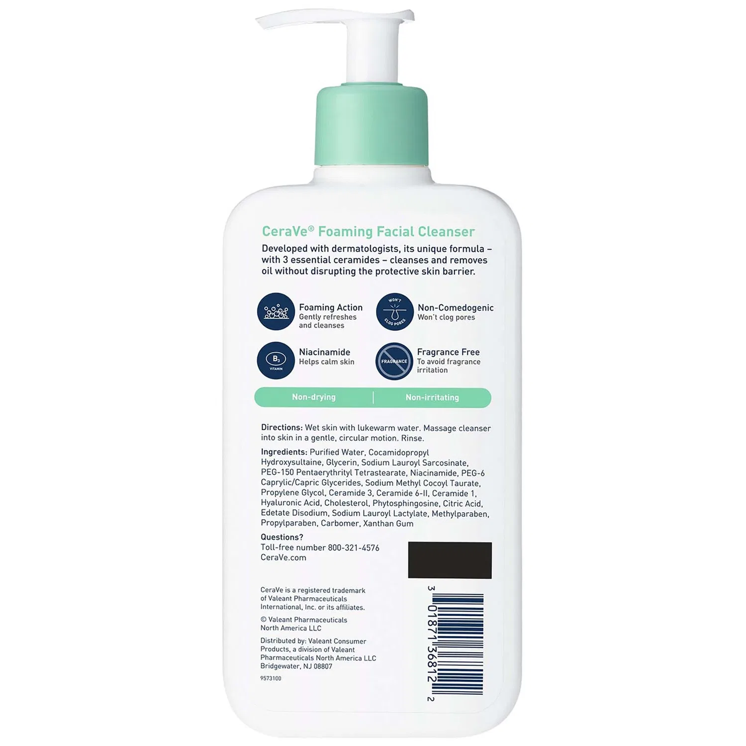 Пенка для умывания увлажняющая CeraVe Foaming Facial Cleanser CeraVe, 355 мл — фото 3