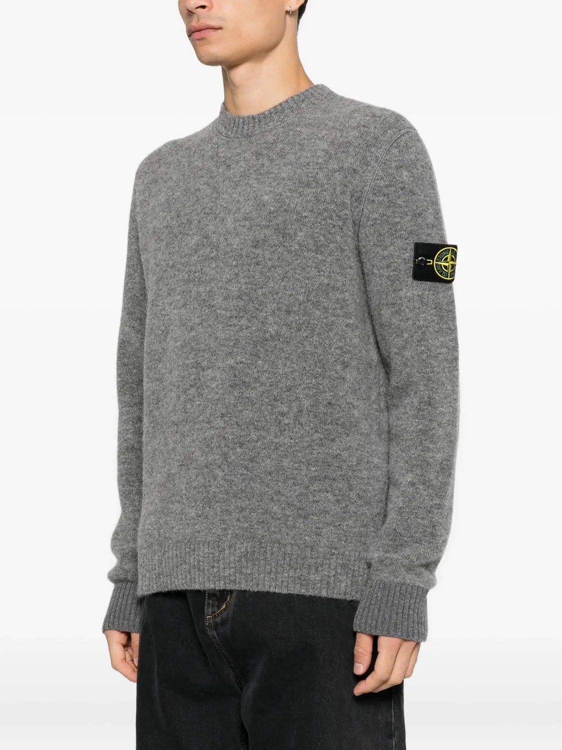 Вязаный джемпер серого цвета Stone Island, серый — фото 3