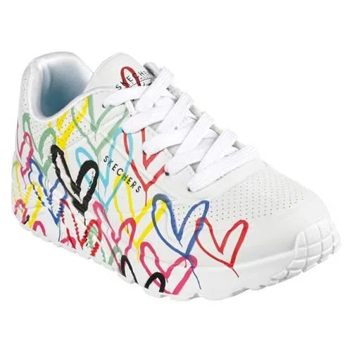 Детские кроссовки для девочек с принтом Skechers Street UNO Spread the Love JGoldcrown, Цвет Weiss — фото 2