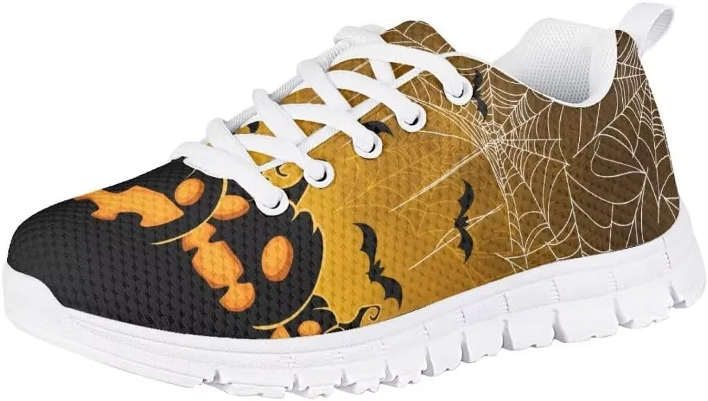Детские кроссовки для мальчиков с дышащим верхом Pinupub, Spider Web Bat Pumpkin Yellow